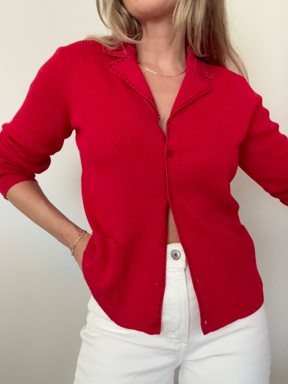 Vintage Ribbed Button Cardigan Sweater - Picture 1 of 5